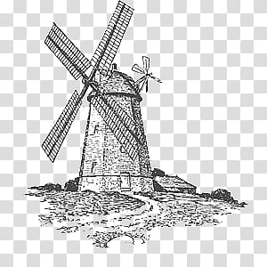 , gray windmill art transparent background PNG clipart