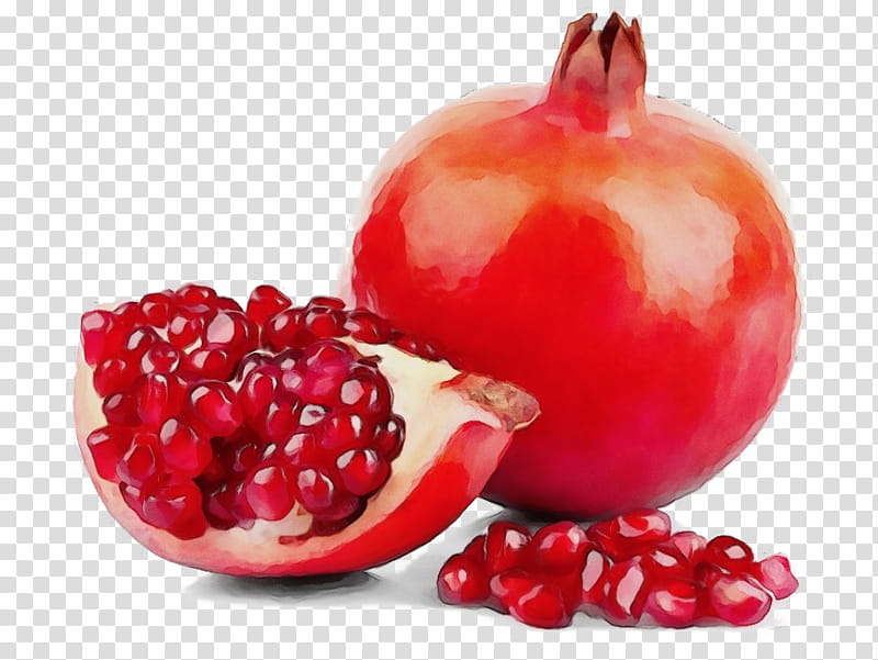 natural foods fruit pomegranate food superfood, Watercolor, Paint, Wet Ink, Plant, Red, Superfruit, Accessory Fruit transparent background PNG clipart