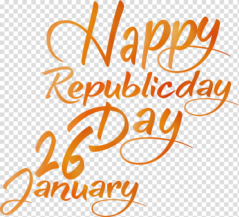 font text calligraphy, Happy India Republic Day, 26 January, Watercolor, Paint, Wet Ink transparent background PNG clipart