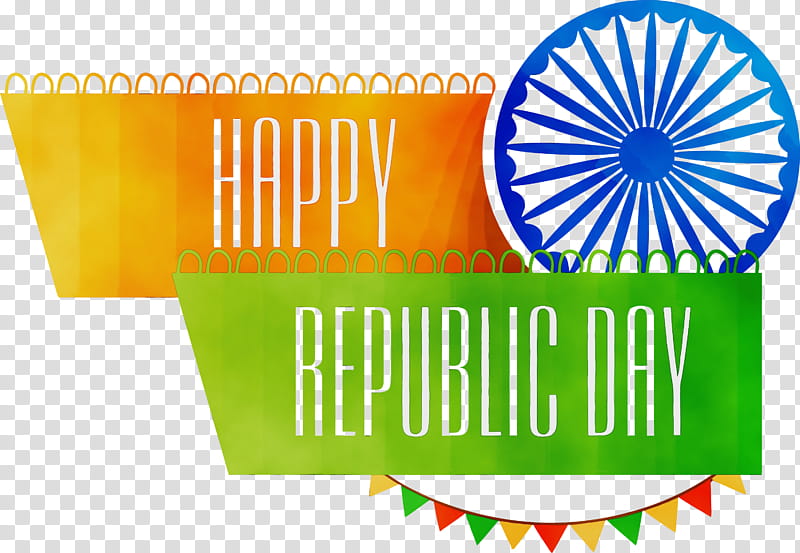 green yellow logo line font, Happy India Republic Day, Watercolor, Paint, Wet Ink, Baking Cup transparent background PNG clipart