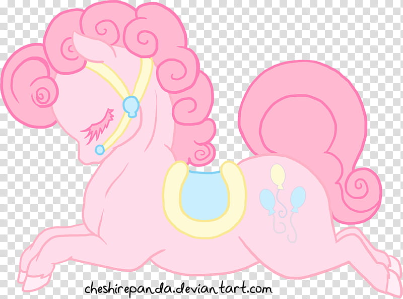MLP Carousel, pink and blue horse illustration with text overlay transparent background PNG clipart