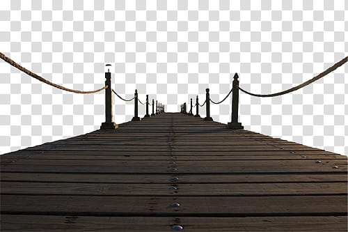 Piers and Bridges, brown wooden boardwalk with stanchion transparent background PNG clipart