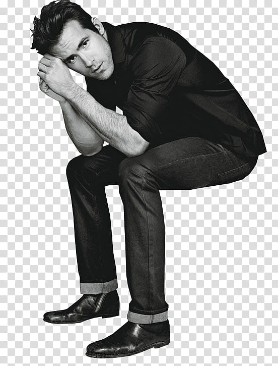 Ryan Reynolds , man sitting while hands on forehead transparent background PNG clipart