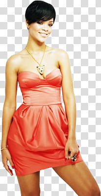 Elosin Michalka , Rihanna wearing dress transparent background PNG clipart