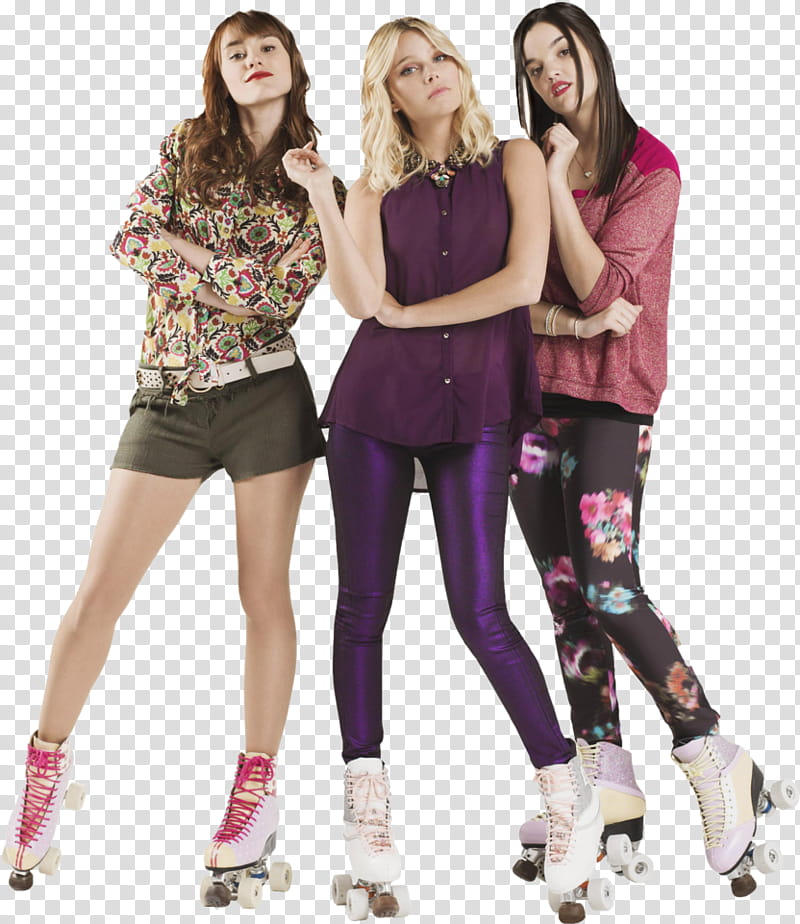 Soy Luna Valentina Zenere, three women wearing roller skates transparent background PNG clipart