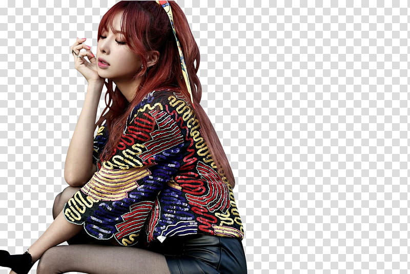 EXID, woman sitting while looking downwards transparent background PNG clipart