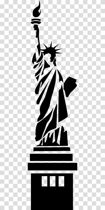 Statue Of Liberty, Statue Of Liberty National Monument, Silhouette, Statue Of Freedom, Drawing, New York, Blackandwhite, Stencil transparent background PNG clipart