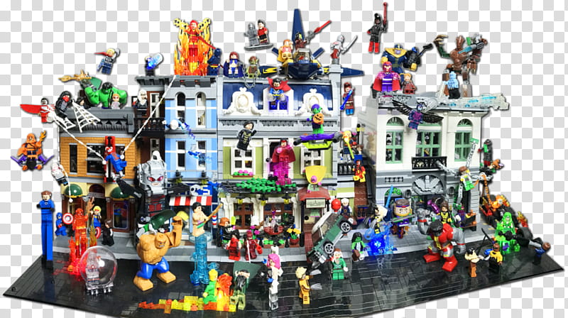 Lego Modular Builds w/ Marvel Heros Battle transparent background PNG clipart