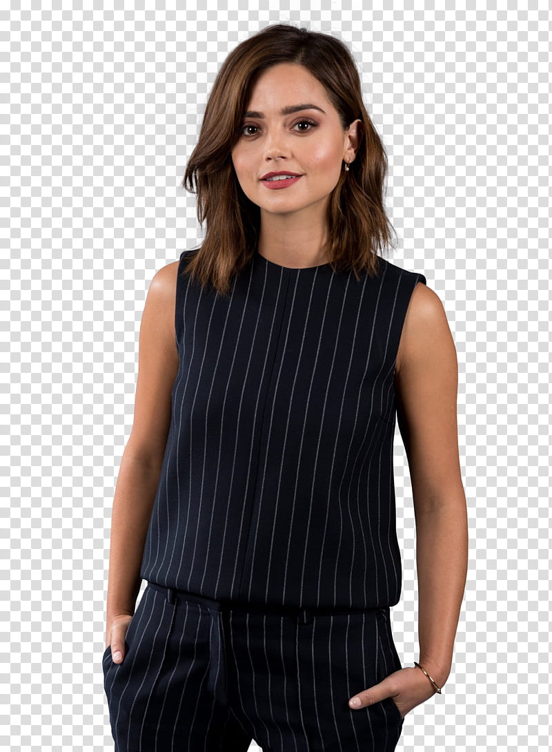Jenna Coleman, standing woman with her hand in her pocket transparent background PNG clipart