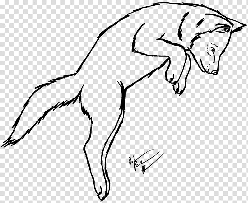 Pouncing Pup Line Art FREE, black wolf drawing transparent background PNG clipart