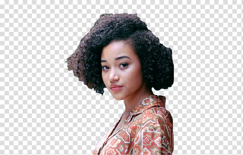 AMANDLA STENBERG, smiling woman wearing multicolored shirt transparent background PNG clipart