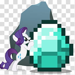 All icons in mac and ico PC formats, games, minecraft rarity, My Little Pony white and purple character leaning on Minecraft diamond transparent background PNG clipart