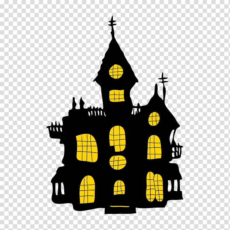 Halloween Ghost Drawing, Haunted House, Halloween , Haunted Attraction, Painting, Landmark, Yellow, Architecture transparent background PNG clipart
