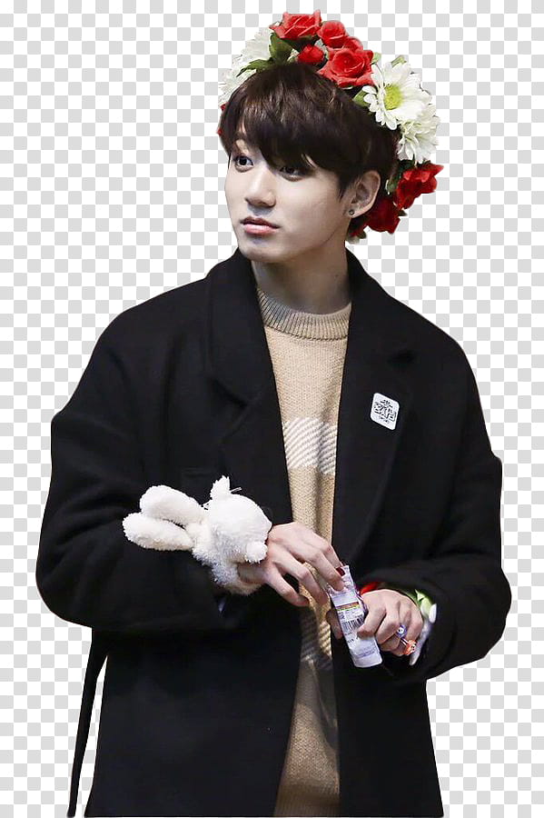 BTS Jungkook , man wearing black coat transparent background PNG clipart