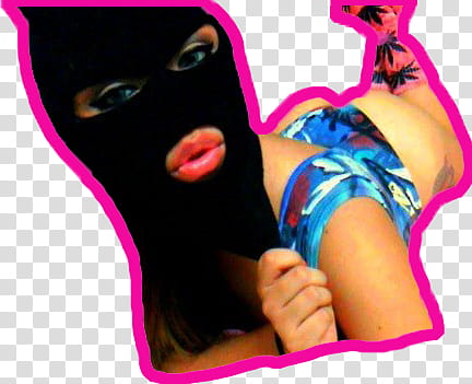 WEBPUNK , woman wearing blue monokini and black balaclava taking selfie transparent background PNG clipart