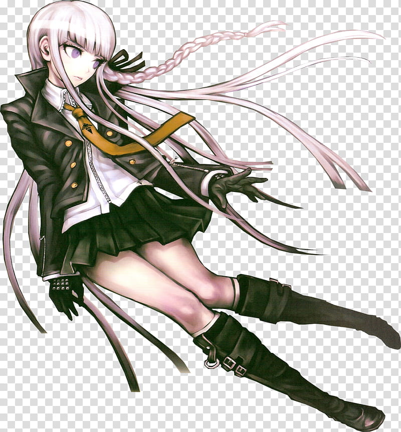 dangan ronpa whitehaired woman in black jacket anime