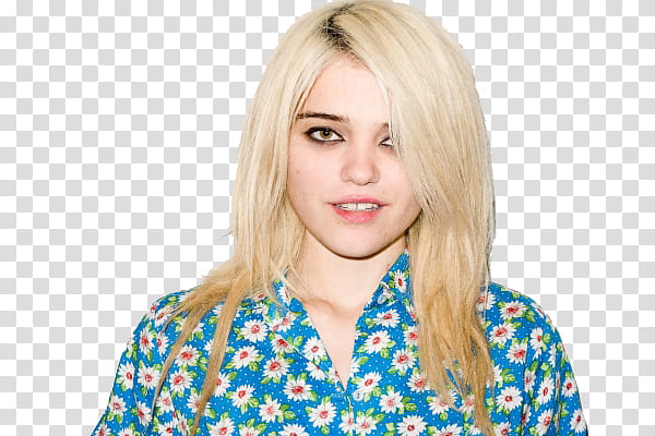 Sky Ferreira, woman in blue floral button-up shirt art transparent background PNG clipart