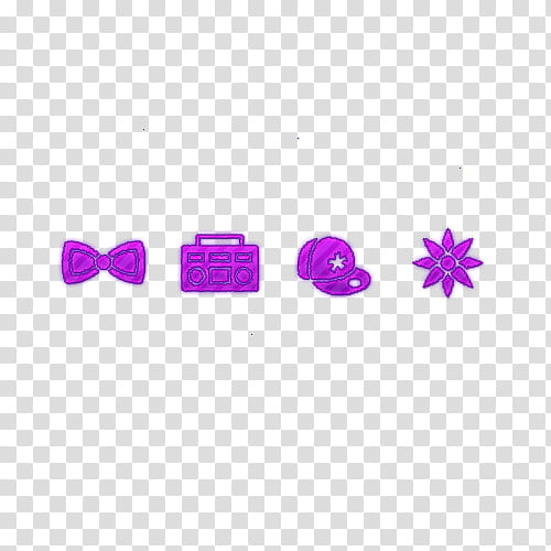 Little Mix, purple bow, radio, hat, and shuriken transparent background PNG clipart