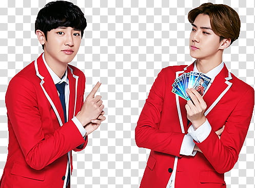 EXO KFC CHINA, man facing to another man transparent background PNG clipart