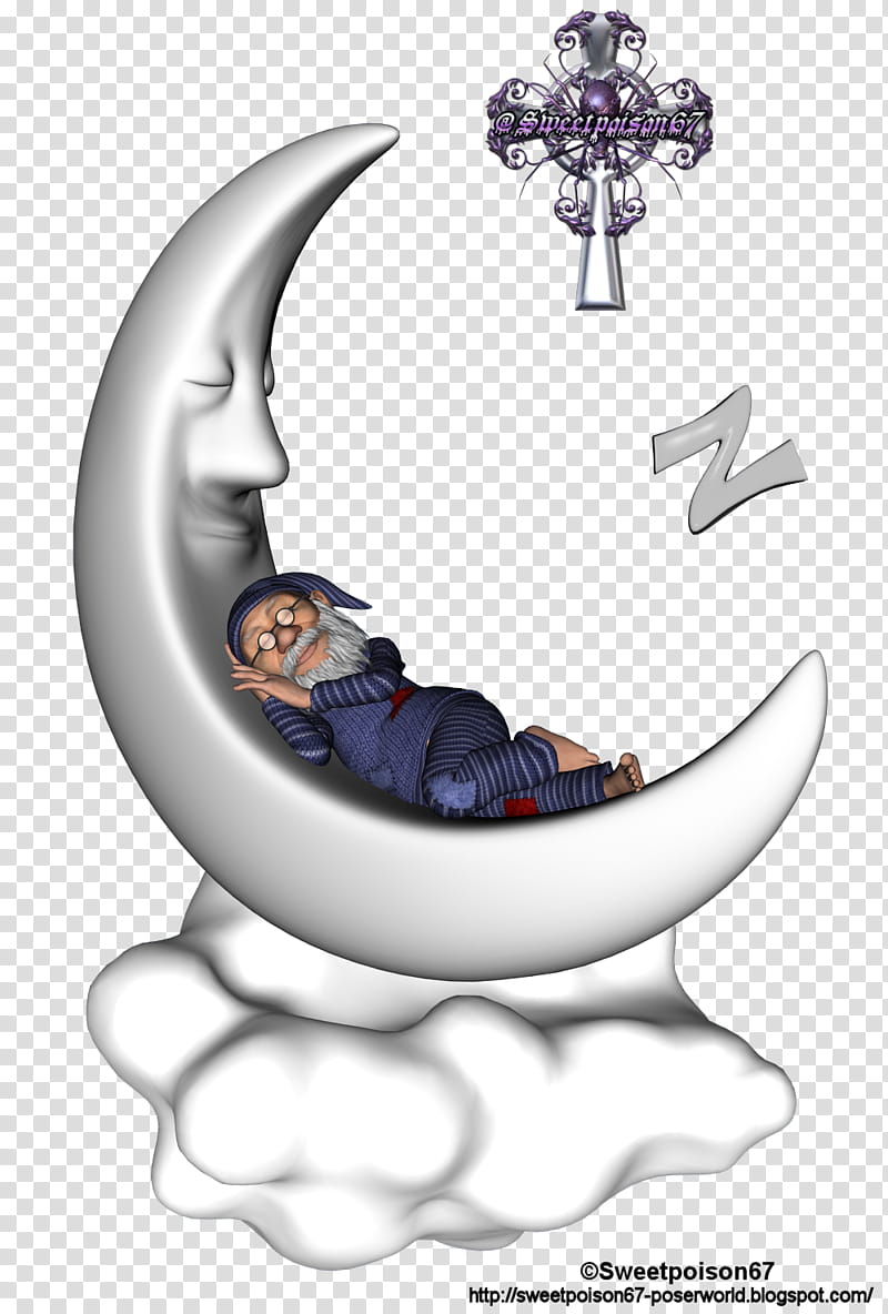Sleppy Hein, dwarf sleeping on half moon illustration transparent background PNG clipart
