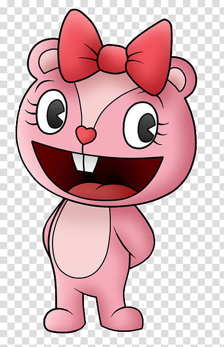Giggles Happy Tree Friends, pink bear character transparent background PNG clipart