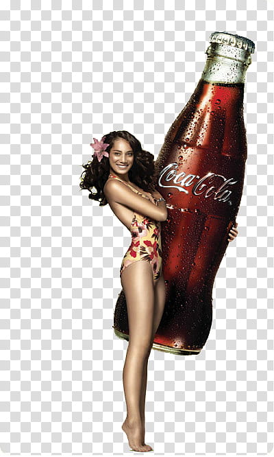  RETRO, woman carrying Coca-Cola standee transparent background PNG clipart
