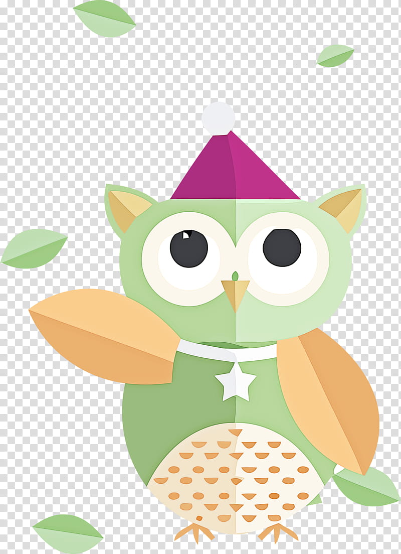 owl green cartoon bird bird of prey, Cartoon Owl, Cute Owl, Branch transparent background PNG clipart