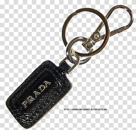 Accessori set, black Prada keychain transparent background PNG clipart