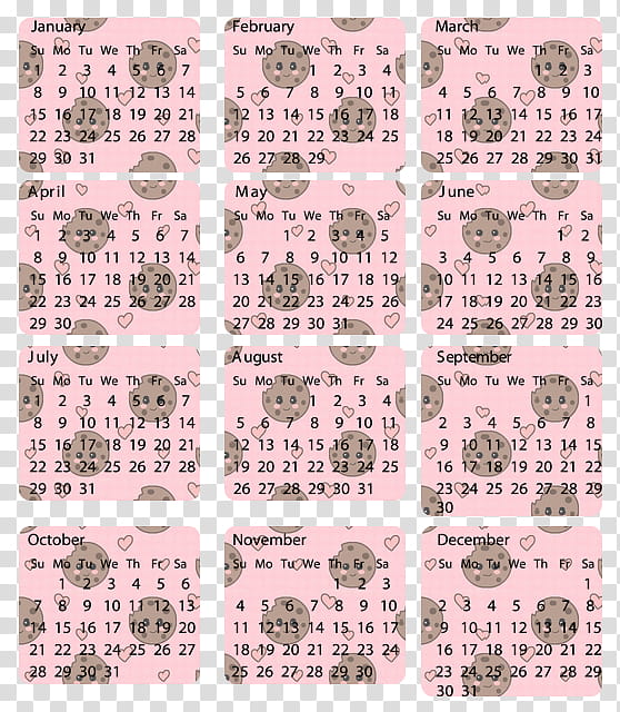 Cool Calendars , pink-and-brown  calendar transparent background PNG clipart