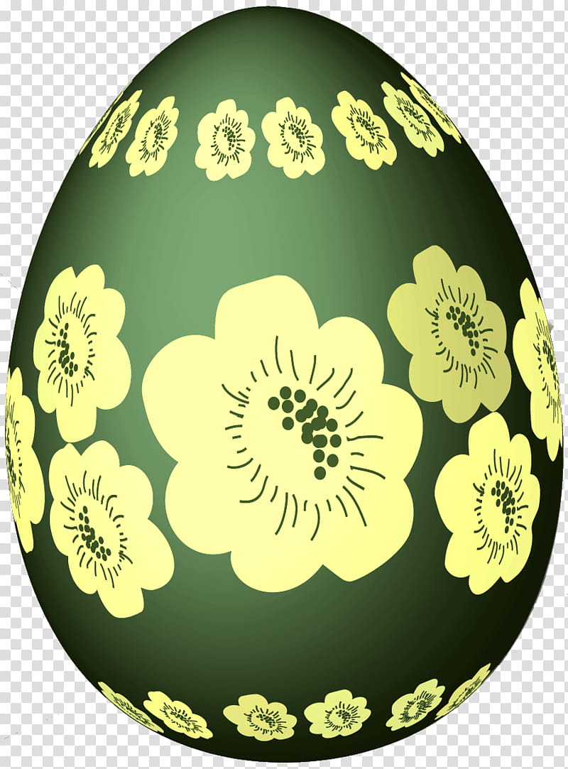green and yellow floral Easter egg transparent background PNG clipart