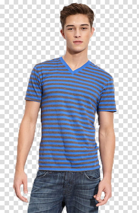 Francisco Lachowski, men's blue and white stripe polo shirt transparent background PNG clipart