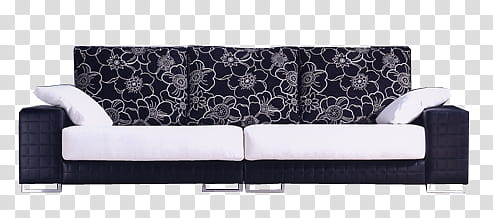 white and black fabric -seat sofa transparent background PNG clipart