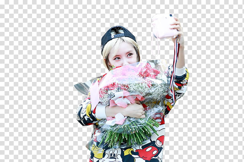 Hyomin, woman holding bouquet of flowers transparent background PNG clipart