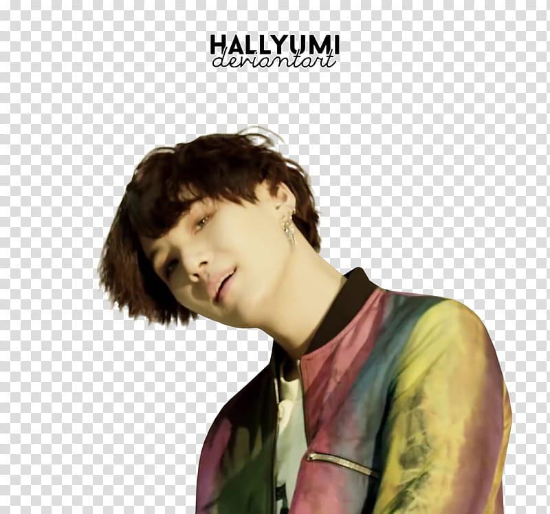 BTS FAKE LOVE, man wearing multicolored jacket transparent background PNG clipart