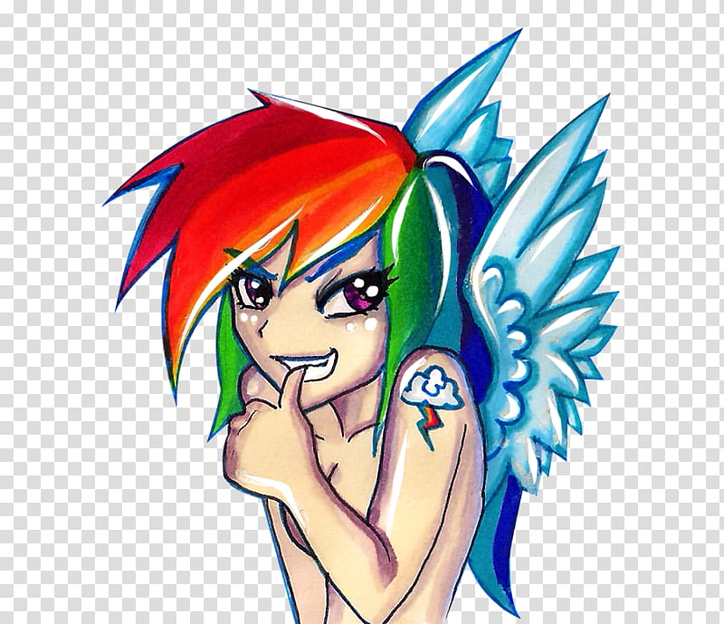Rainbow Dash, person biting thumb with wings art transparent background PNG clipart
