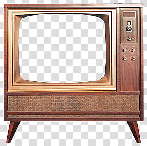 Old TV s, vintage brown cathode ray tube television frame transparent background PNG clipart