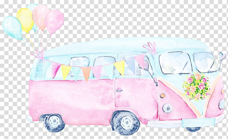 pink vehicle transport car van, Watercolor, Paint, Wet Ink, Family Car transparent background PNG clipart