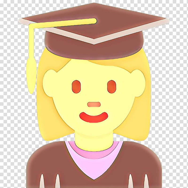 Graduation, Cartoon, Headgear, Yellow, Nose, MortarBoard, Smile, Cap transparent background PNG clipart