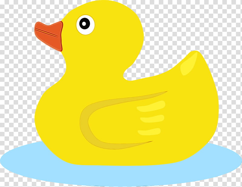 rubber ducky duck yellow bird bath toy, Watercolor, Paint, Wet Ink, Ducks Geese And Swans, Beak, Water Bird transparent background PNG clipart