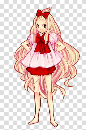 ph colorings girl wearing pink and red dress with long hair