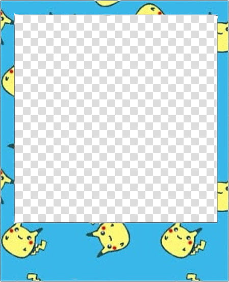 Polaroids , blue and yellow Pokemon Pikachu border transparent background PNG clipart