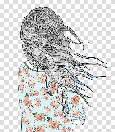 s, woman wearing white and red floral shirt sketch illustration transparent background PNG clipart