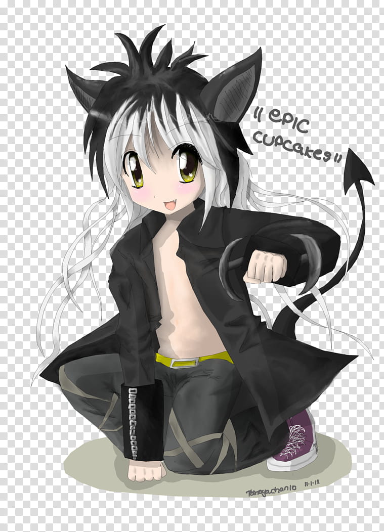 II Epic Cupcakes II Gaia Avatar Art, person with black and white hair anime character transparent background PNG clipart