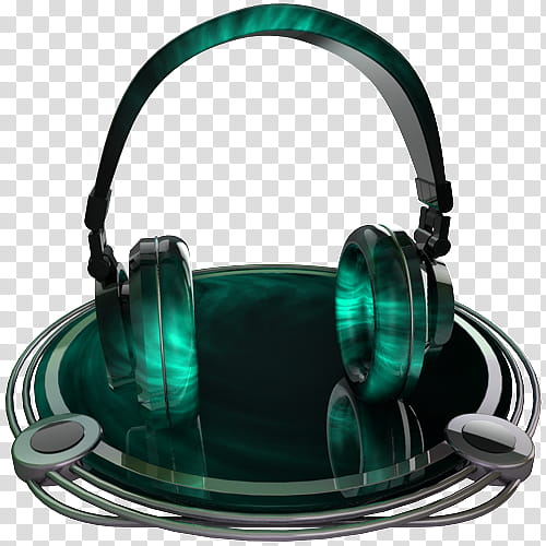 chrome and teal icons, headphones teal transparent background PNG clipart