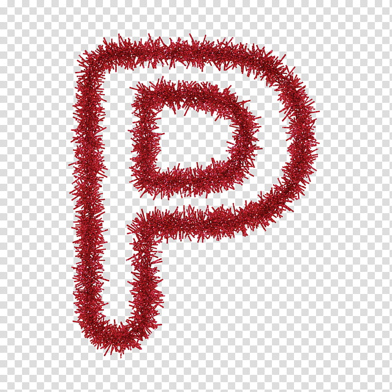 TINSEL CAPITAL LETTERS s, red P-shaped wreath transparent background PNG clipart