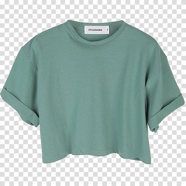 Aesthetic Teal Crew Neck Shirt Transparent Background Png Clipart