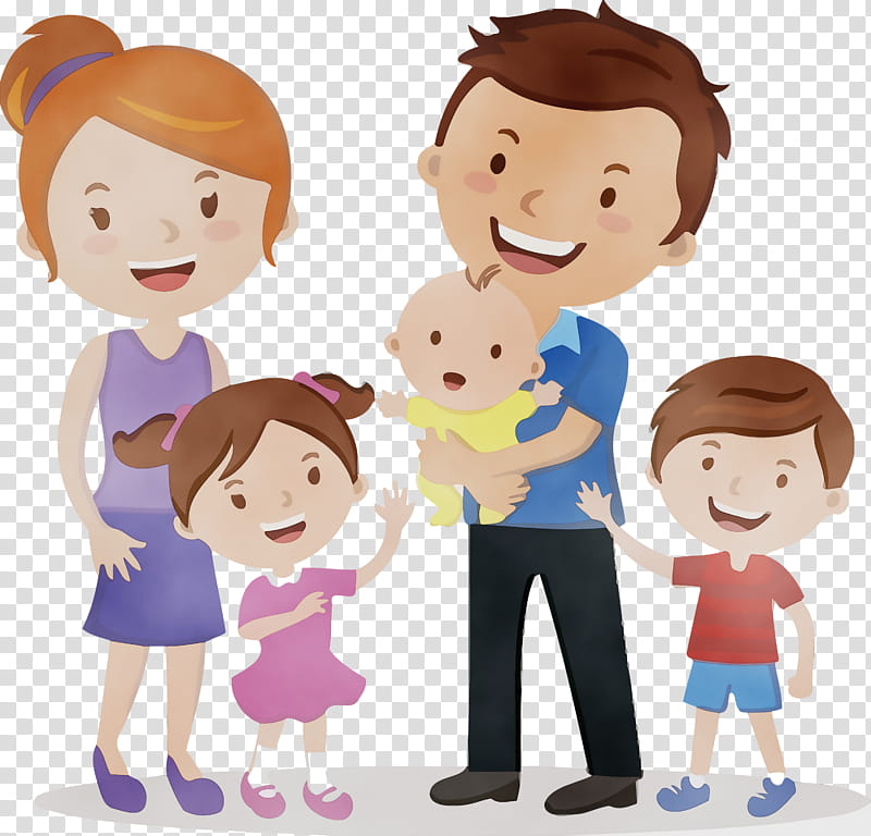 people cartoon child male sharing, Family Day, Happy Family Day, International Family Day, Watercolor, Paint, Wet Ink, Youth transparent background PNG clipart