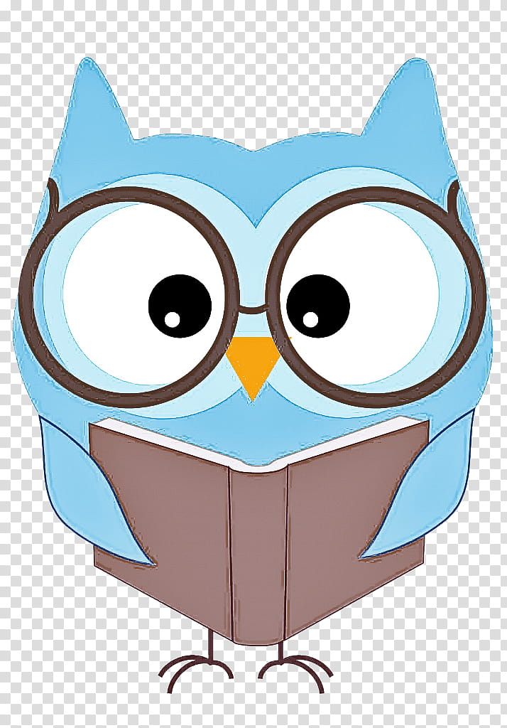 Glasses, Owl, Cartoon, Bird Of Prey, Blue, Eastern Screech Owl transparent background PNG clipart