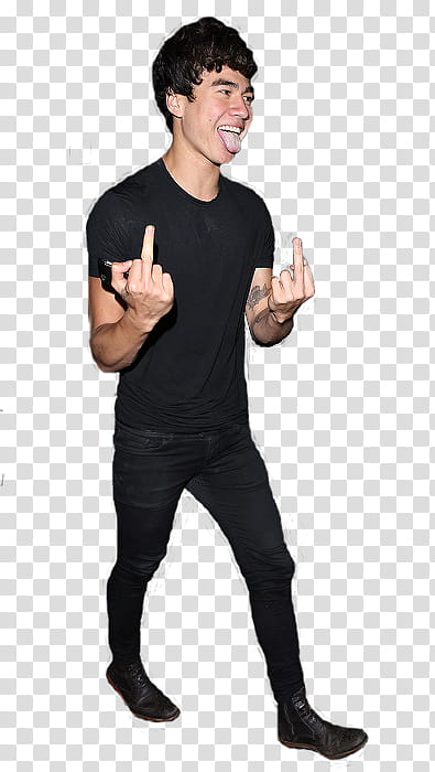 Calum Hood, man raising both middle fingers transparent background PNG clipart