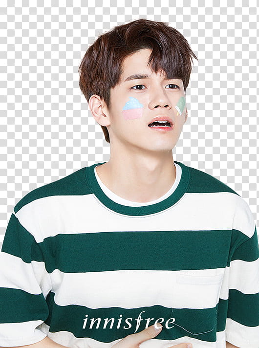 ONG SEONGWOO WANNA ONE , man wearing white and green striped top transparent background PNG clipart